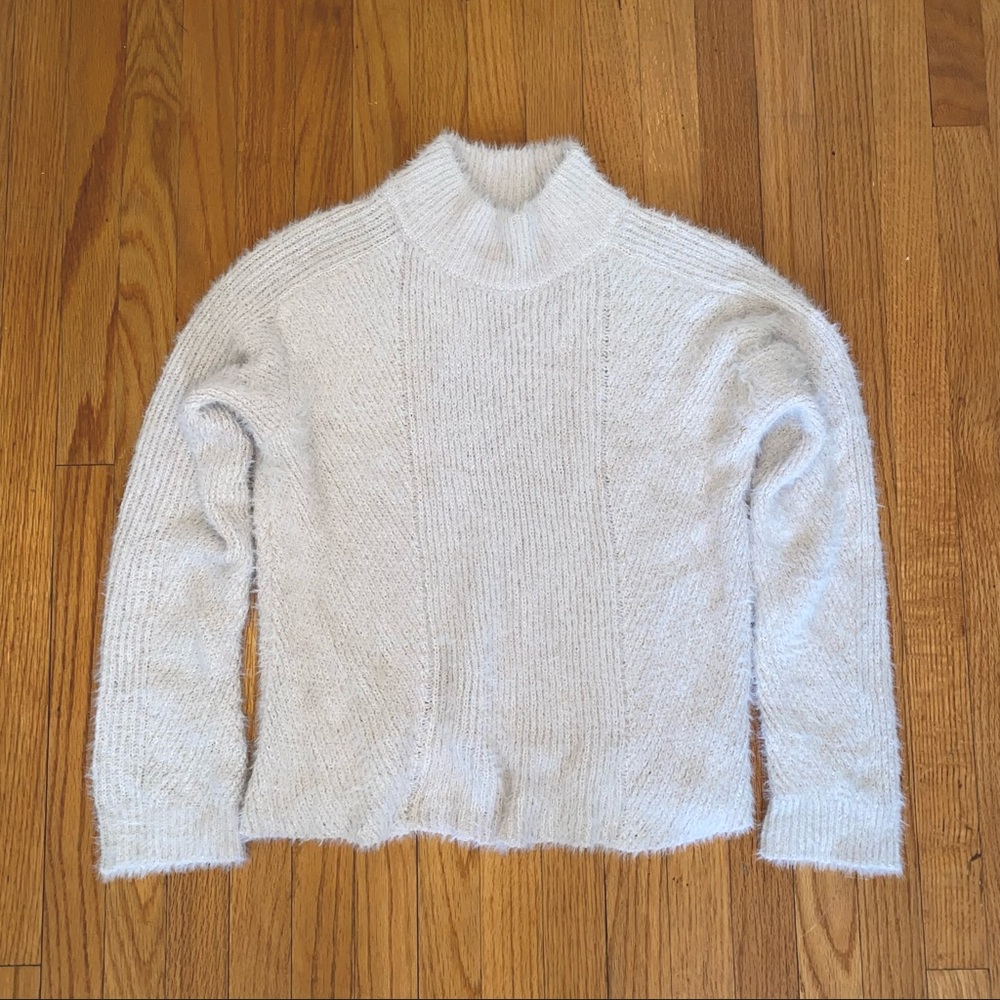 Faux Mohair Mock Neck Sweater (Ivory, One-Size)